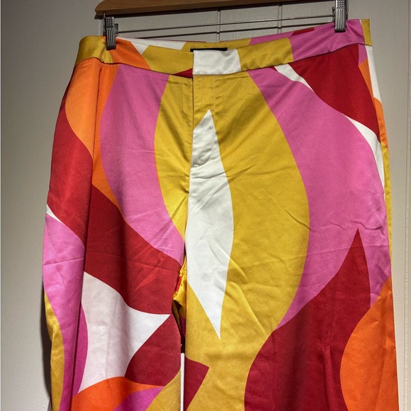 NWT Eloquii bold wide leg pants satin 18 red yellow orange pink - Picture 3 of 4